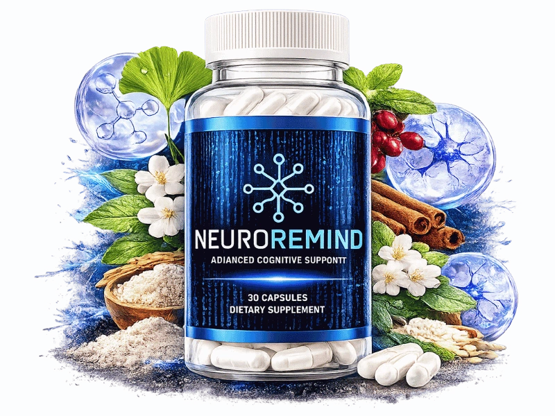 NeuroRemind advanced cognitive support supplement, single bottle of vegetarian capsules
